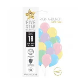 18 Pack Matte Pastel Assorted Latex Balloons - 30cm