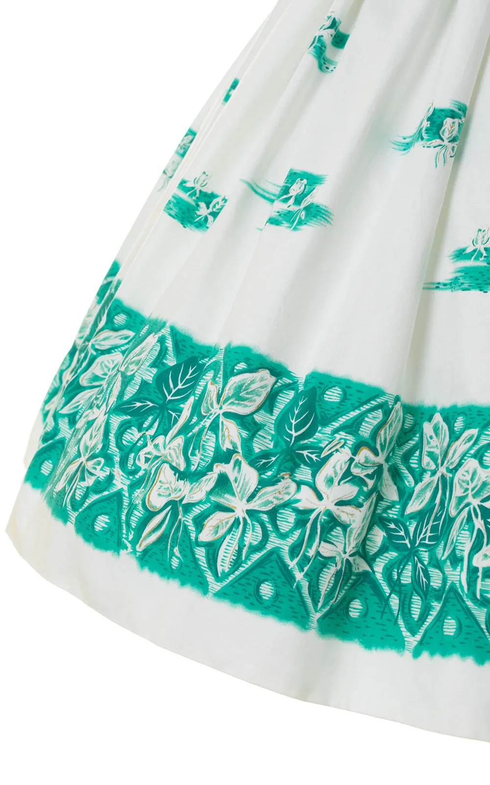 1950s Hawaiian Iris Border Print Sundress | medium