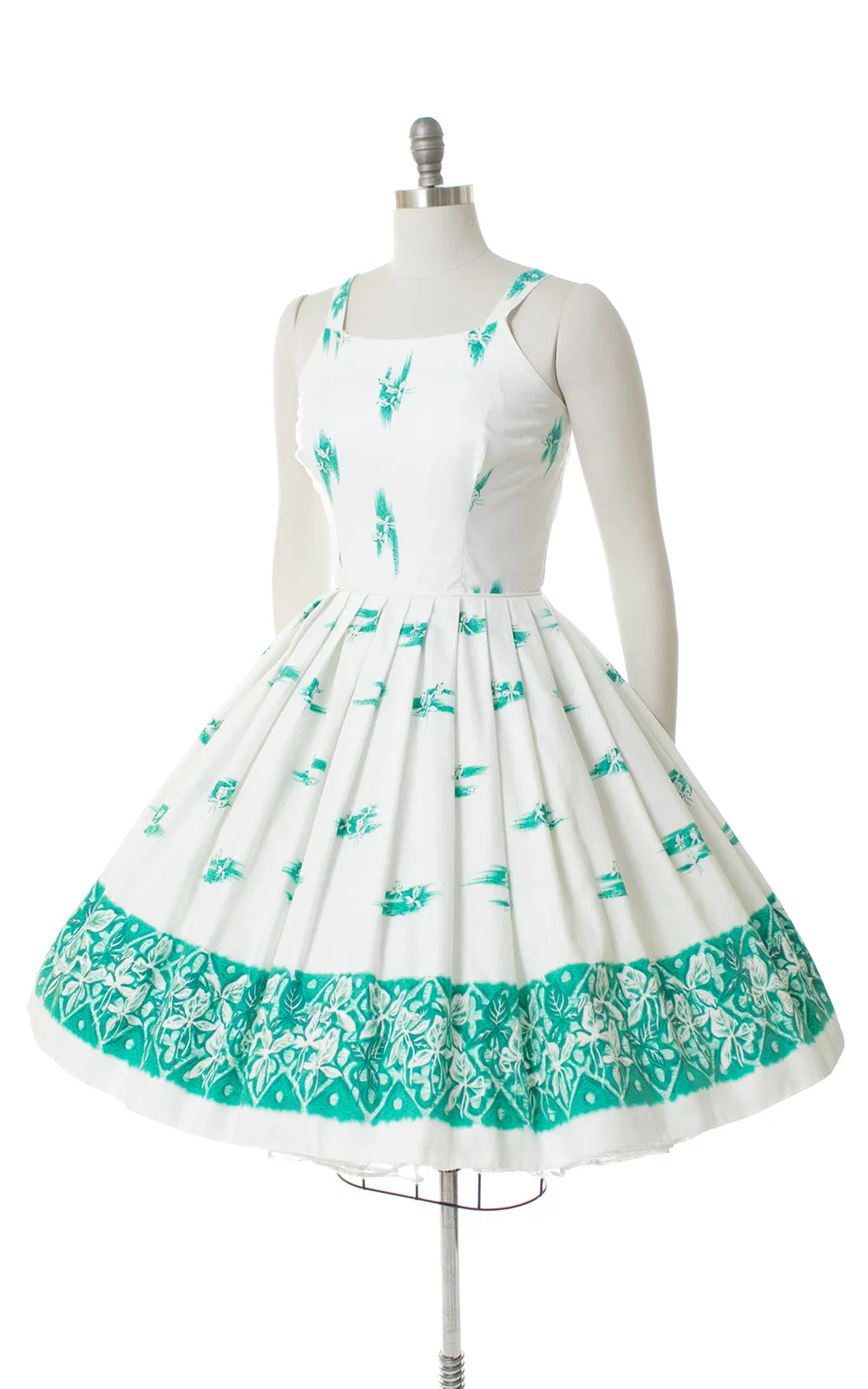 1950s Hawaiian Iris Border Print Sundress | medium