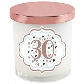 30th Pastel Heart Candle - 9cm x 8cm