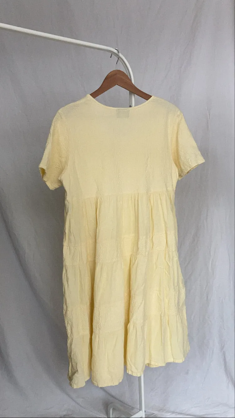 90s Pale Yellow Babydoll Dress - M/L