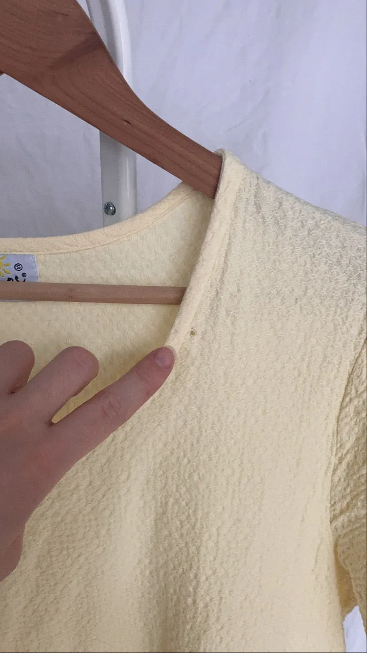 90s Pale Yellow Babydoll Dress - M/L