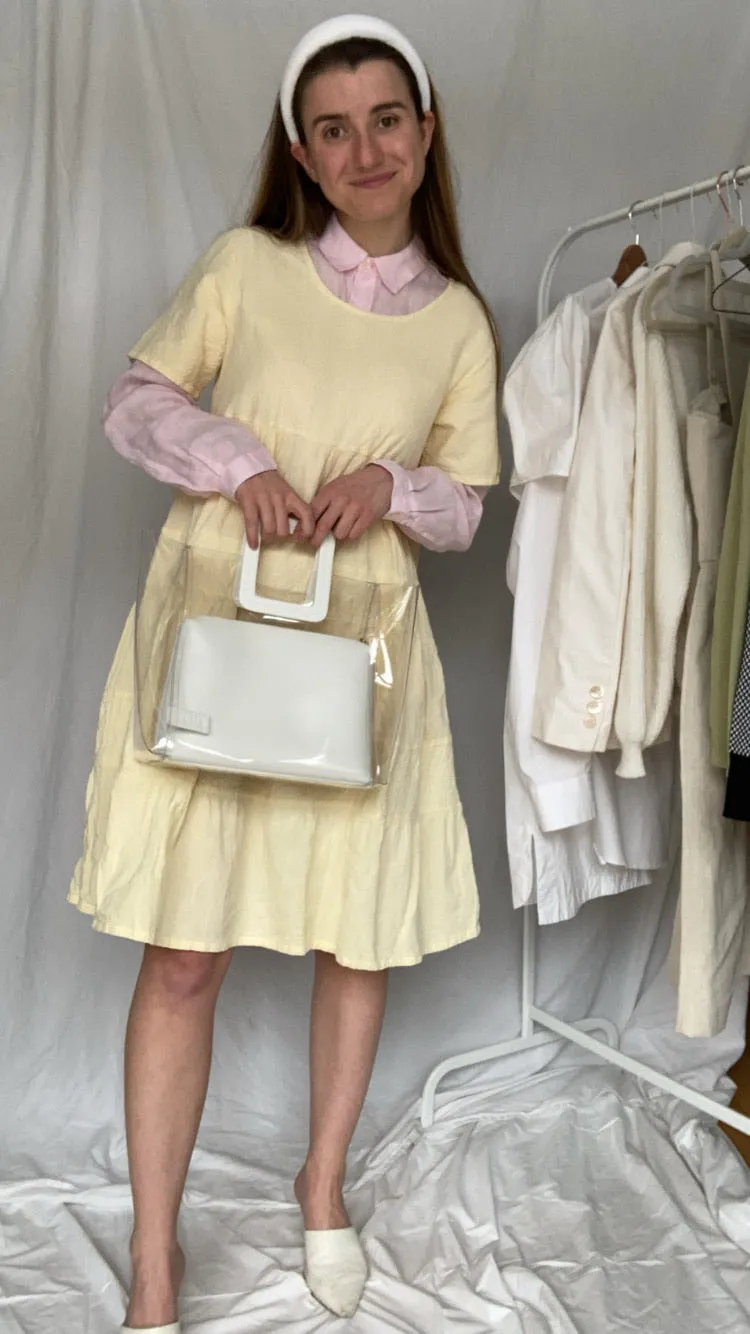 90s Pale Yellow Babydoll Dress - M/L