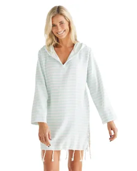 AMALFI Adult Hooded Towel: Mint/White