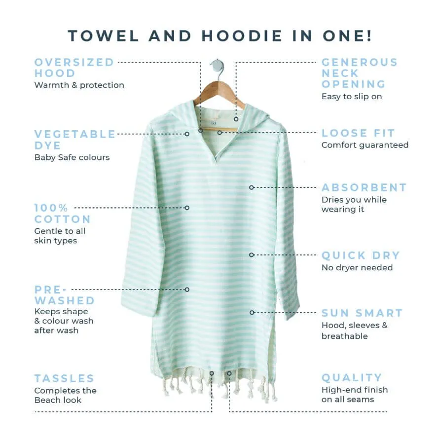 AMALFI Adult Hooded Towel: Mint/White