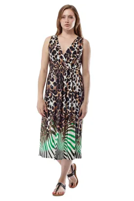 Animal Print Sleeveless Maxi Dress