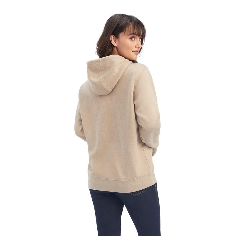 Ariat Women's REAL Shield Logo Hoodie, Dark Oatmeal Heather