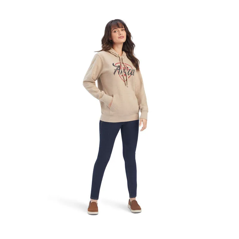 Ariat Women's REAL Shield Logo Hoodie, Dark Oatmeal Heather