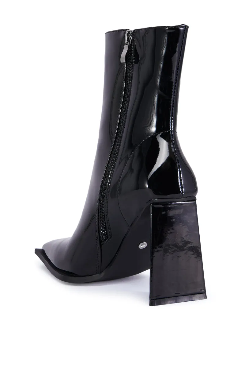 AZALEA WANG KIRIGAN BLACK PATENT BOOTIE