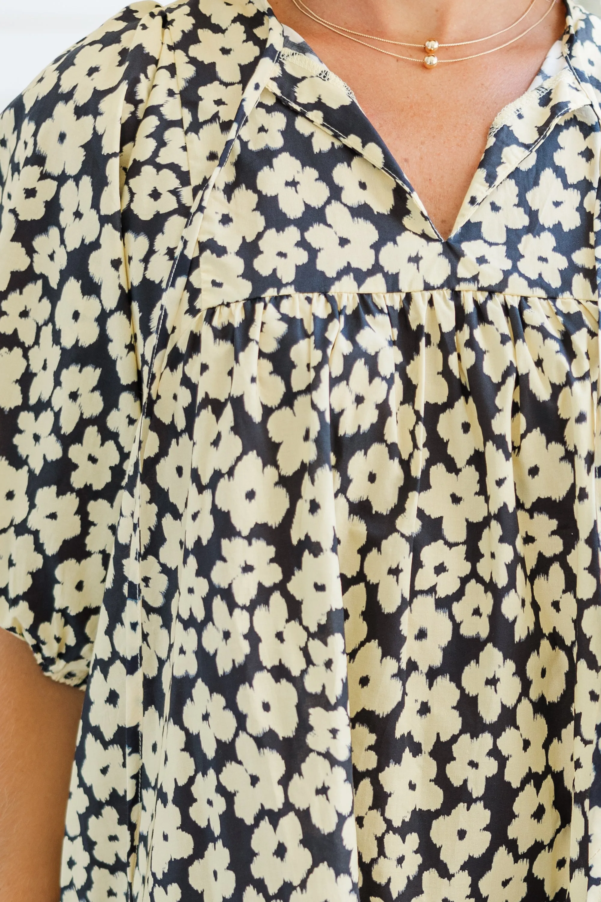 Be The One Black Floral Babydoll Dress