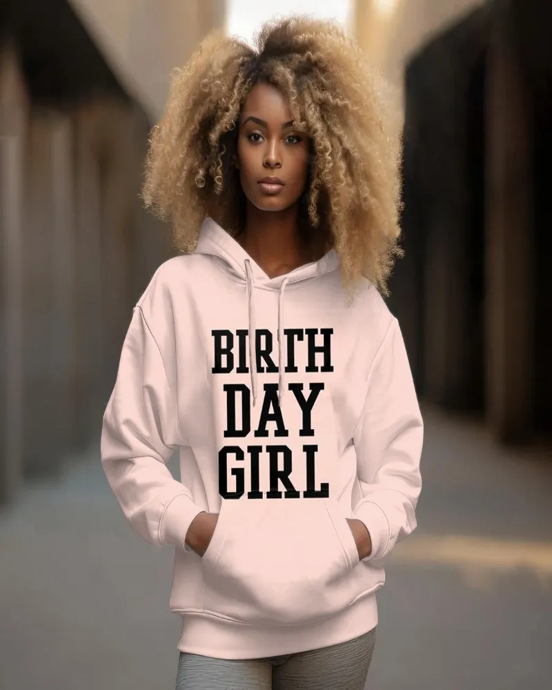 Birthday Girl Letter Long-sleeved Hoodie