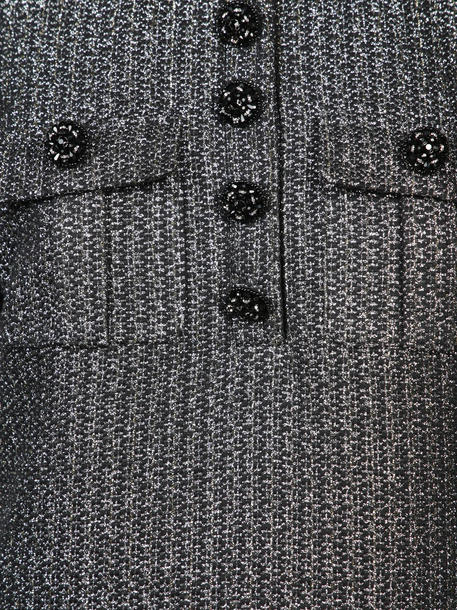Black Metallic Bouclé Mini Dress