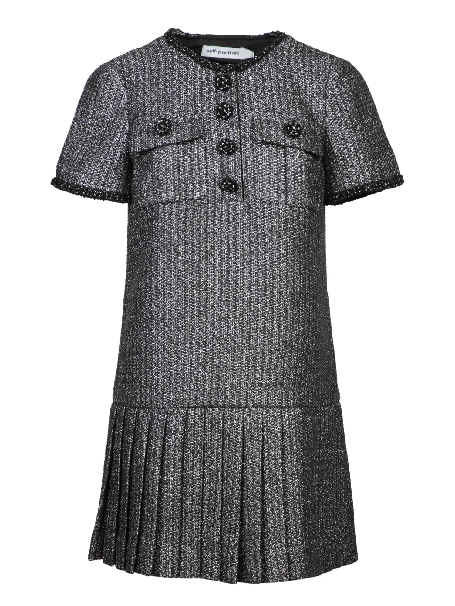 Black Metallic Bouclé Mini Dress