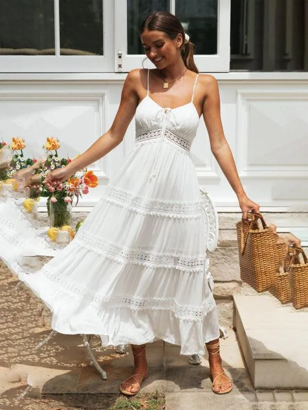Bohemian Lace Midi Dress with Vintage Elegance