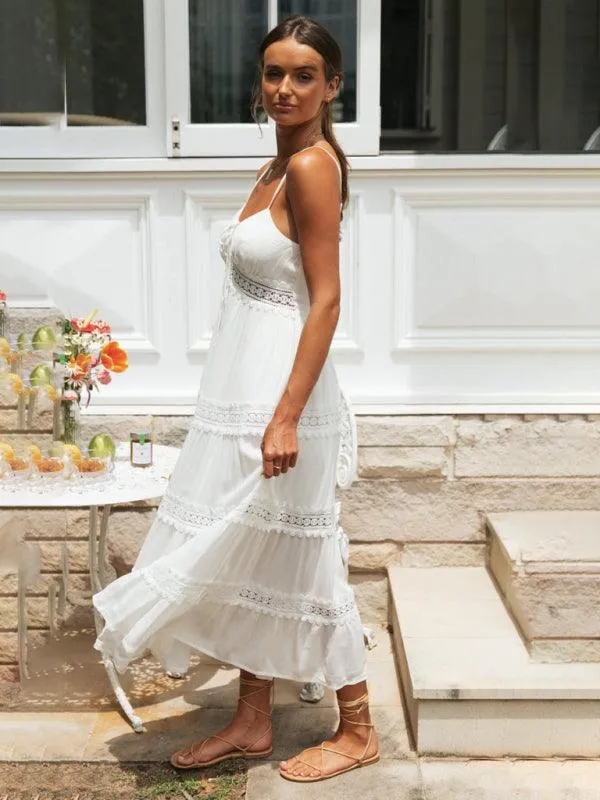 Bohemian Lace Midi Dress with Vintage Elegance