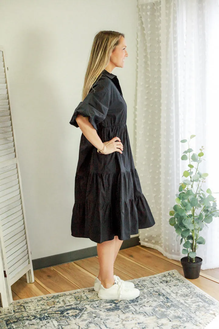 Button Front Babydoll Dress