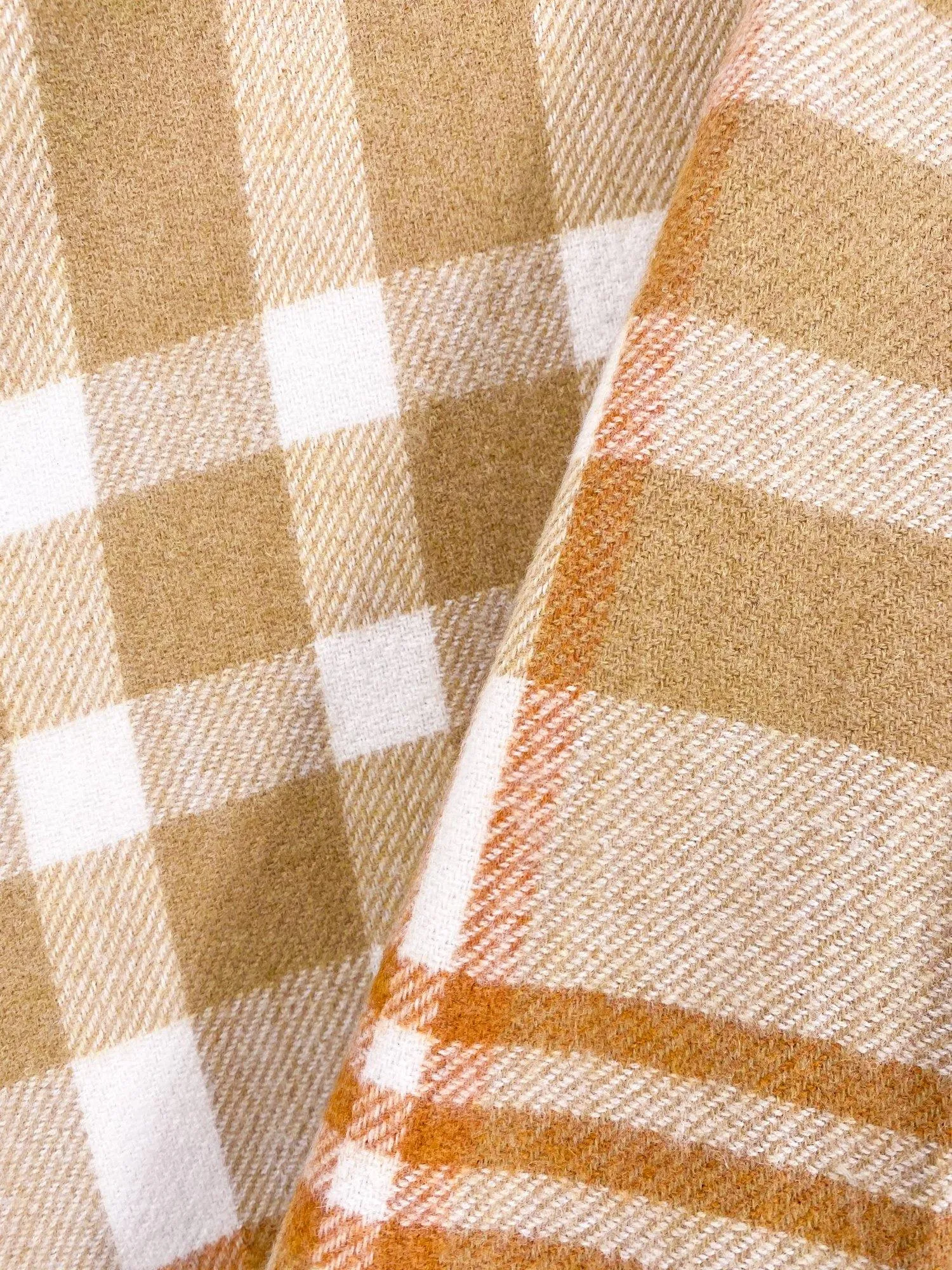 Camel Cream Plaid Poncho Cape