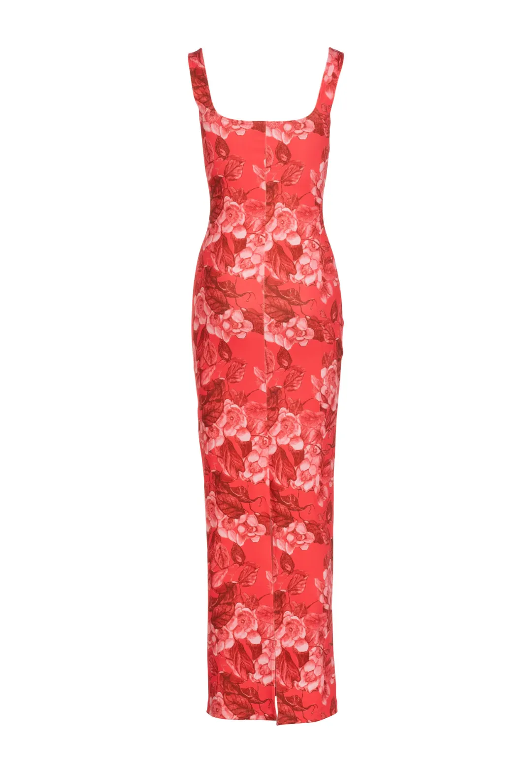 Caterina Long Stretch Dress in Coral Grandiflora