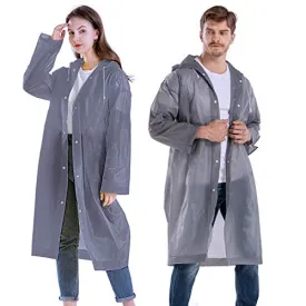 CeroPro Rain Coats for Adults Reusable - 2 Pack EVA - Grey