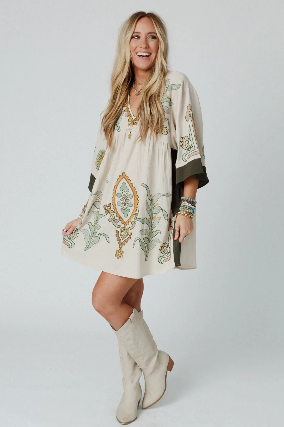 Chateau Chic Babydoll Tunic Dress - Sage