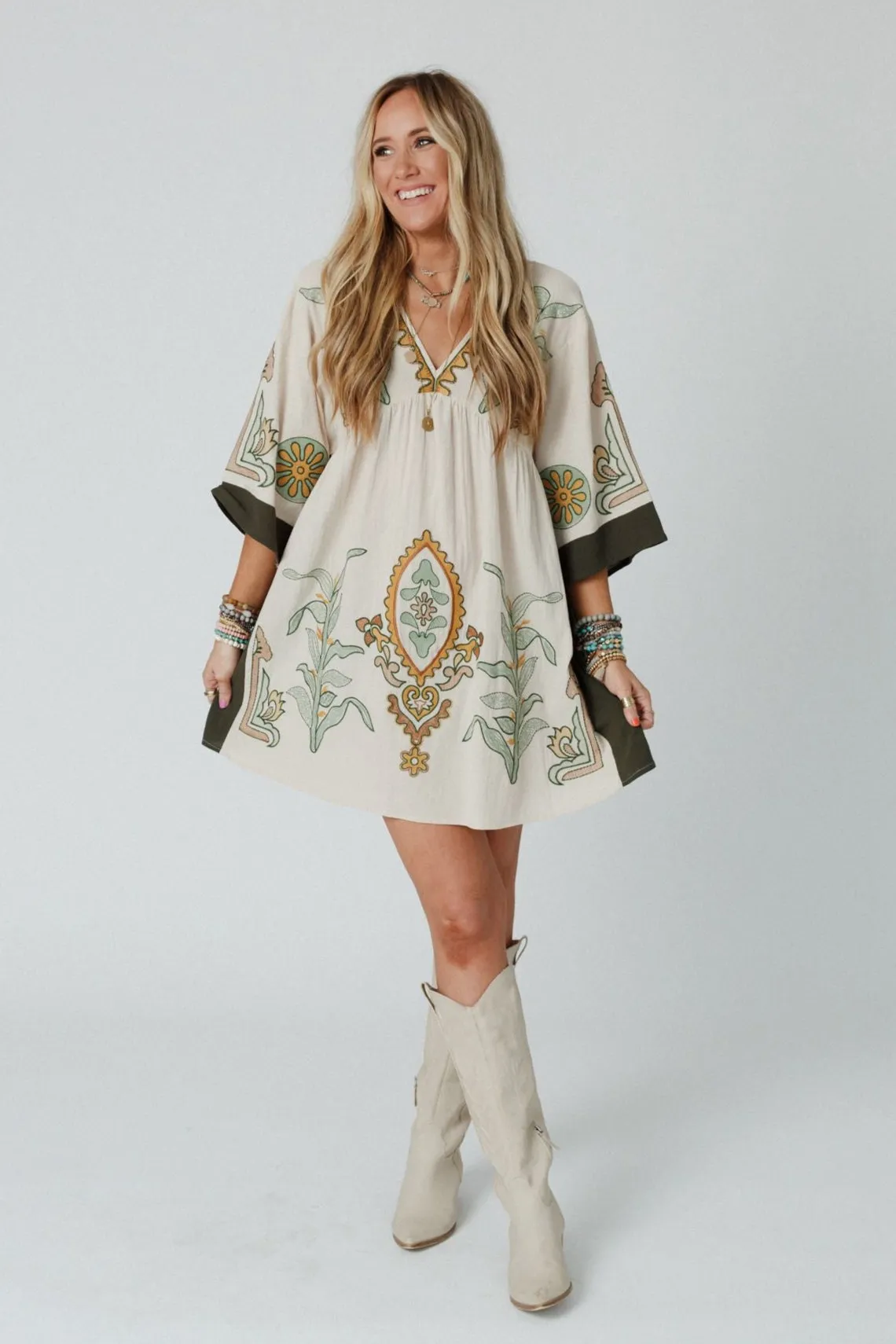 Chateau Chic Babydoll Tunic Dress - Sage