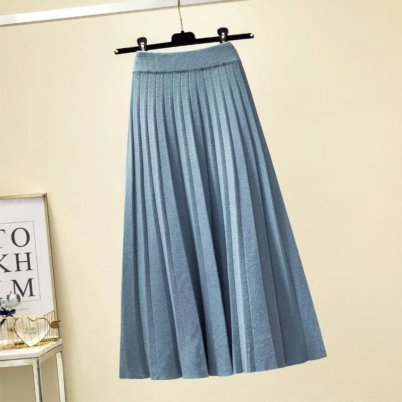 Chic High Waist Knit Midi Skirt - A Must-Have for Every Wardrobe