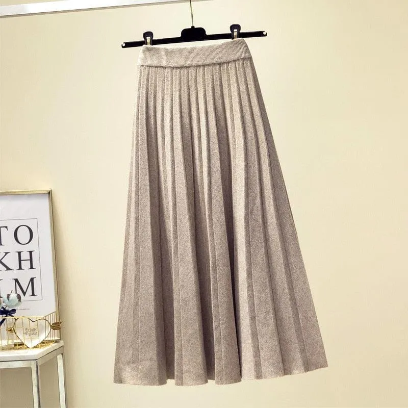 Chic High Waist Knit Midi Skirt - A Must-Have for Every Wardrobe