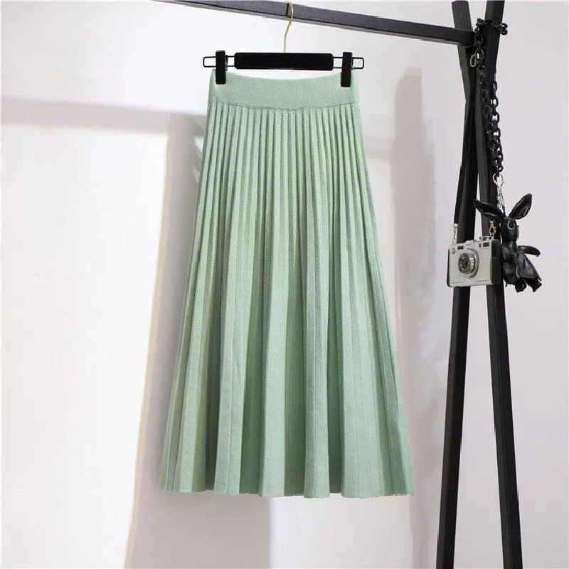 Chic High Waist Knit Midi Skirt - A Must-Have for Every Wardrobe