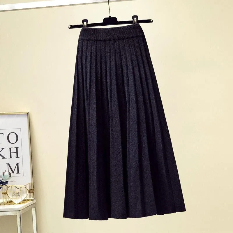 Chic High Waist Knit Midi Skirt - A Must-Have for Every Wardrobe