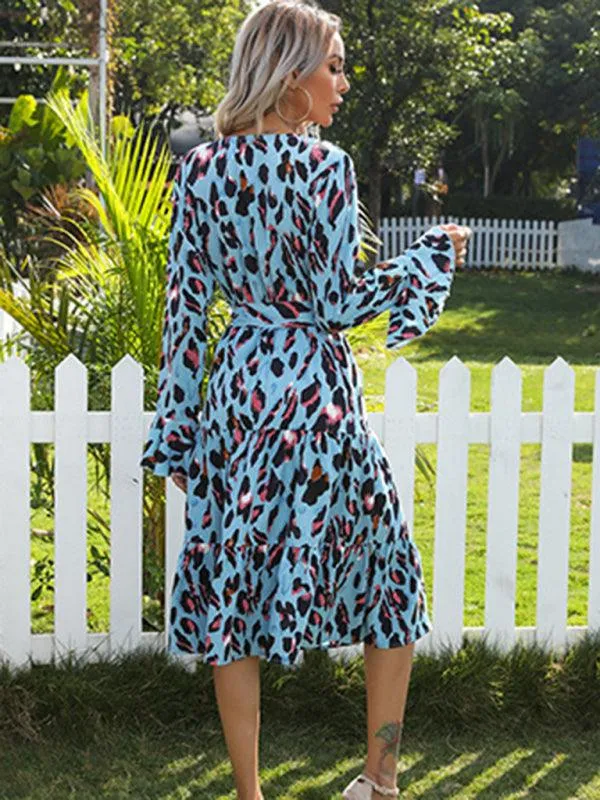 Chic Leopard Print Midi Dress for Women - Stylish and Sophisticated
