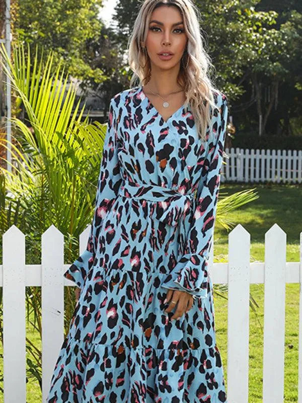 Chic Leopard Print Midi Dress for Women - Stylish and Sophisticated