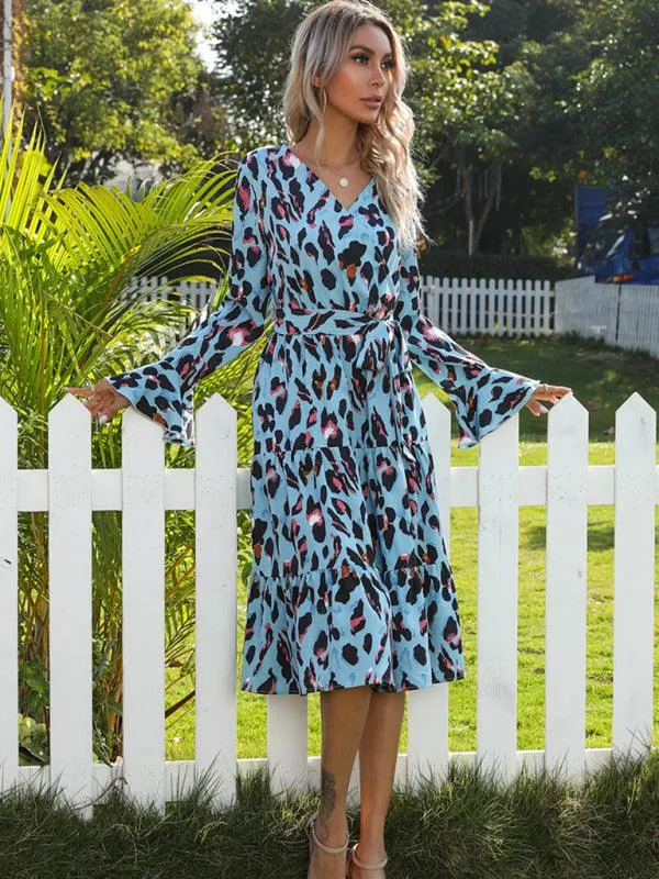 Chic Leopard Print Midi Dress for Women - Stylish and Sophisticated