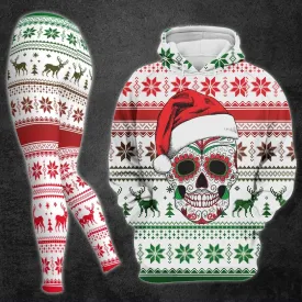 Christmas Skull Knitted Design Artwork Print Combo Hoodie And Leggings