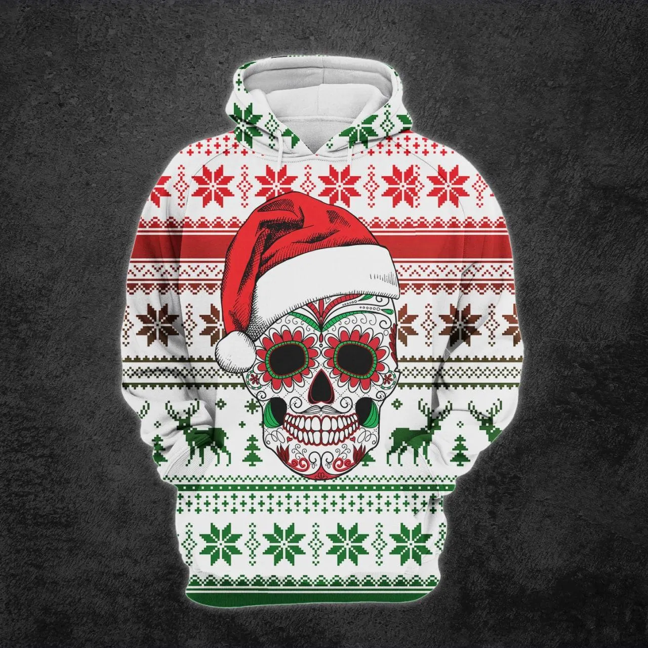 Christmas Skull Knitted Design Artwork Print Combo Hoodie And Leggings