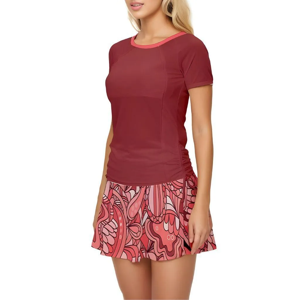 Citra Brown Active Top Tee & Print Skort Set