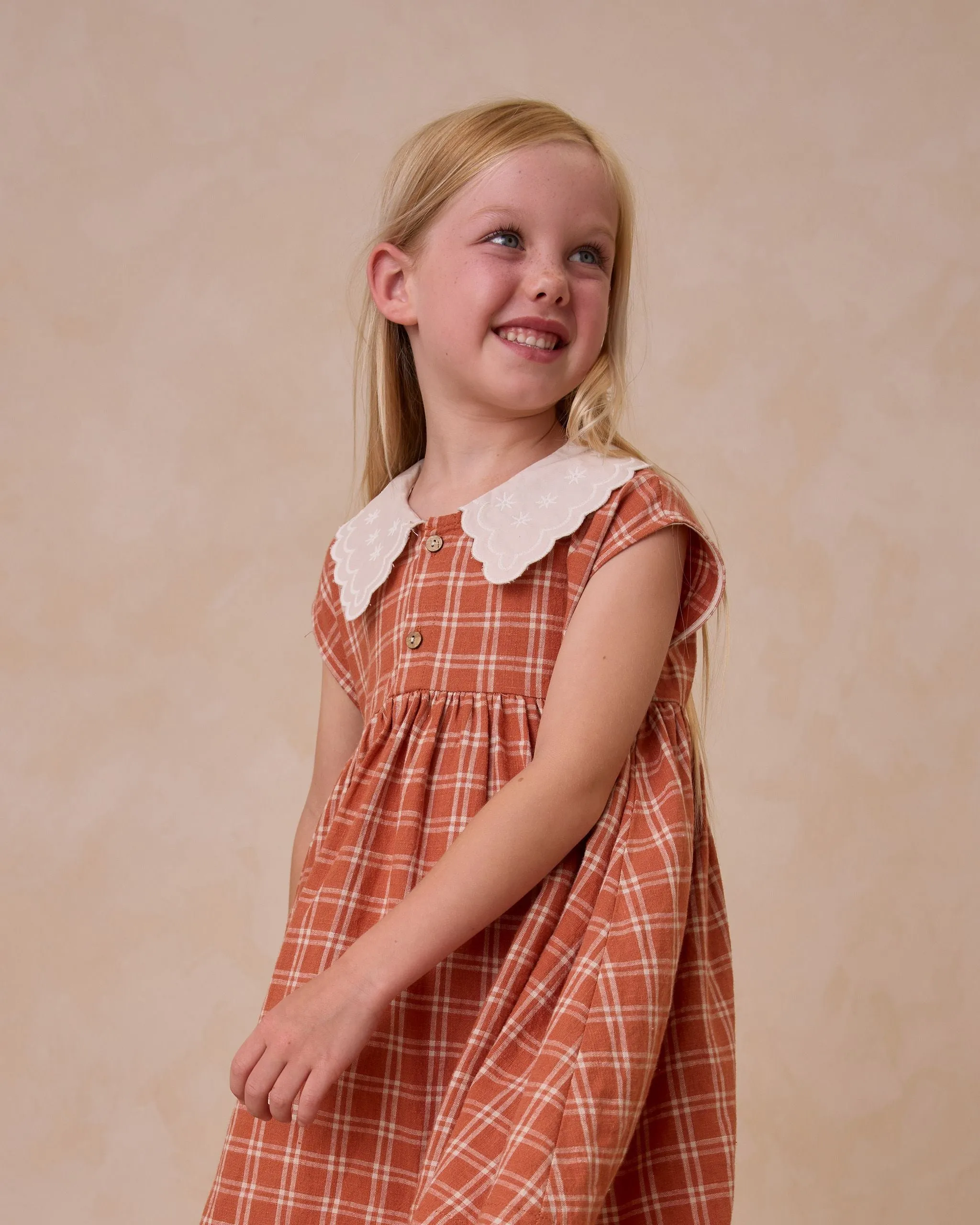 Collared Babydoll Dress - Poppy Check by Rylee   Cru