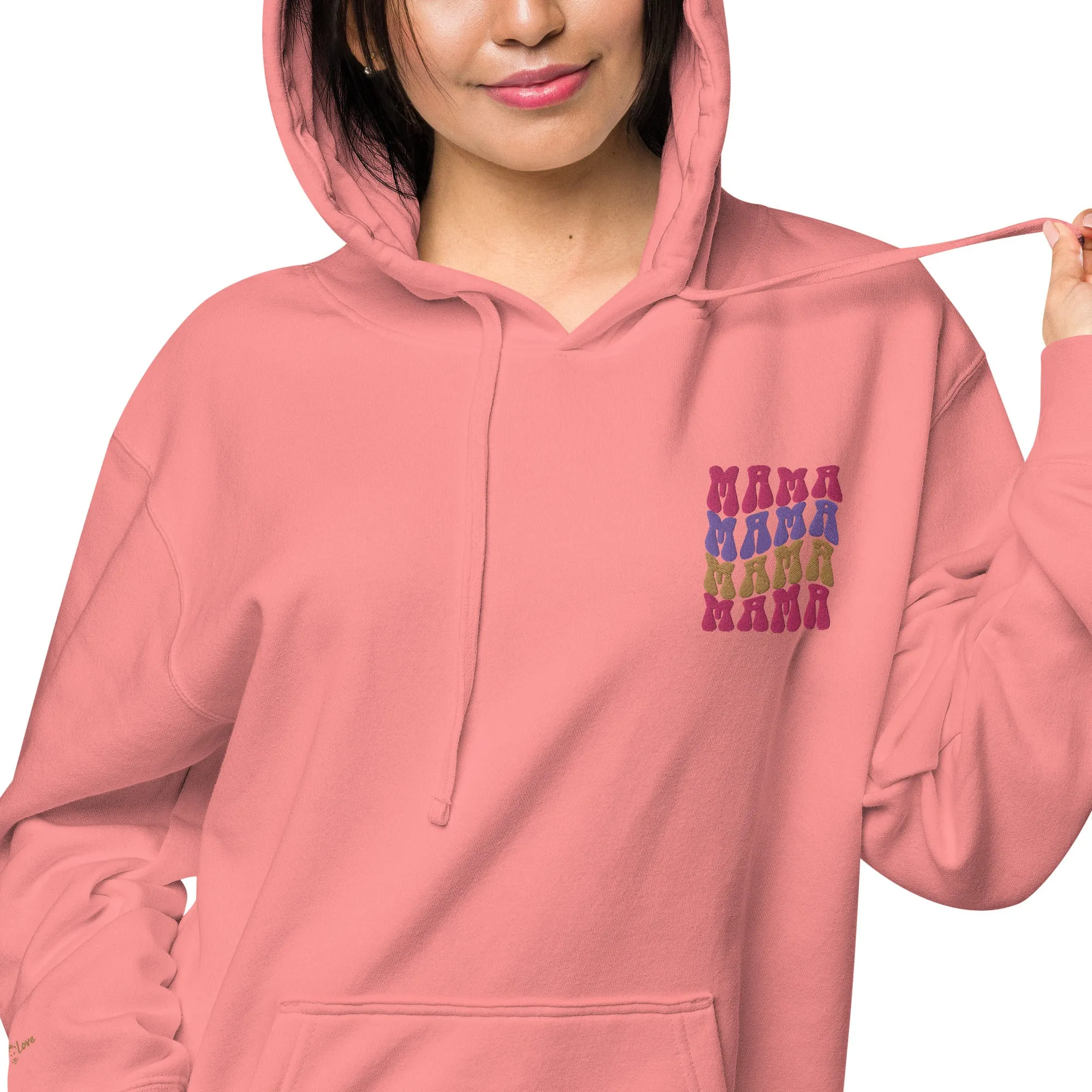 Colorful Retro Mama Design Unisex Pigment-Dyed Hoodie, lioness-love