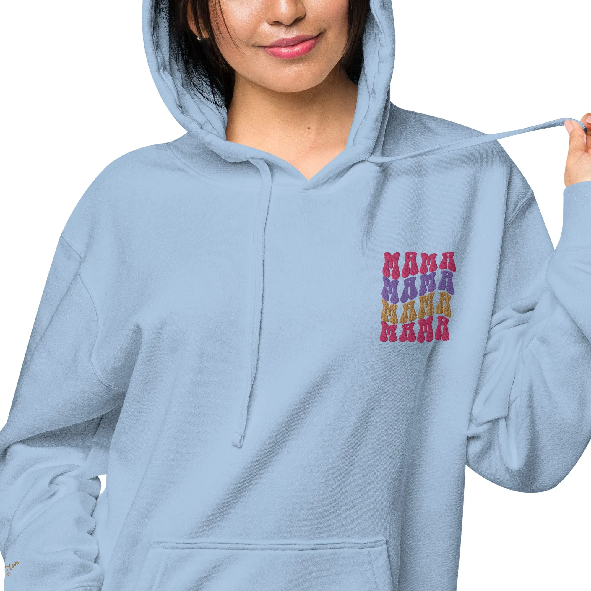 Colorful Retro Mama Design Unisex Pigment-Dyed Hoodie, lioness-love