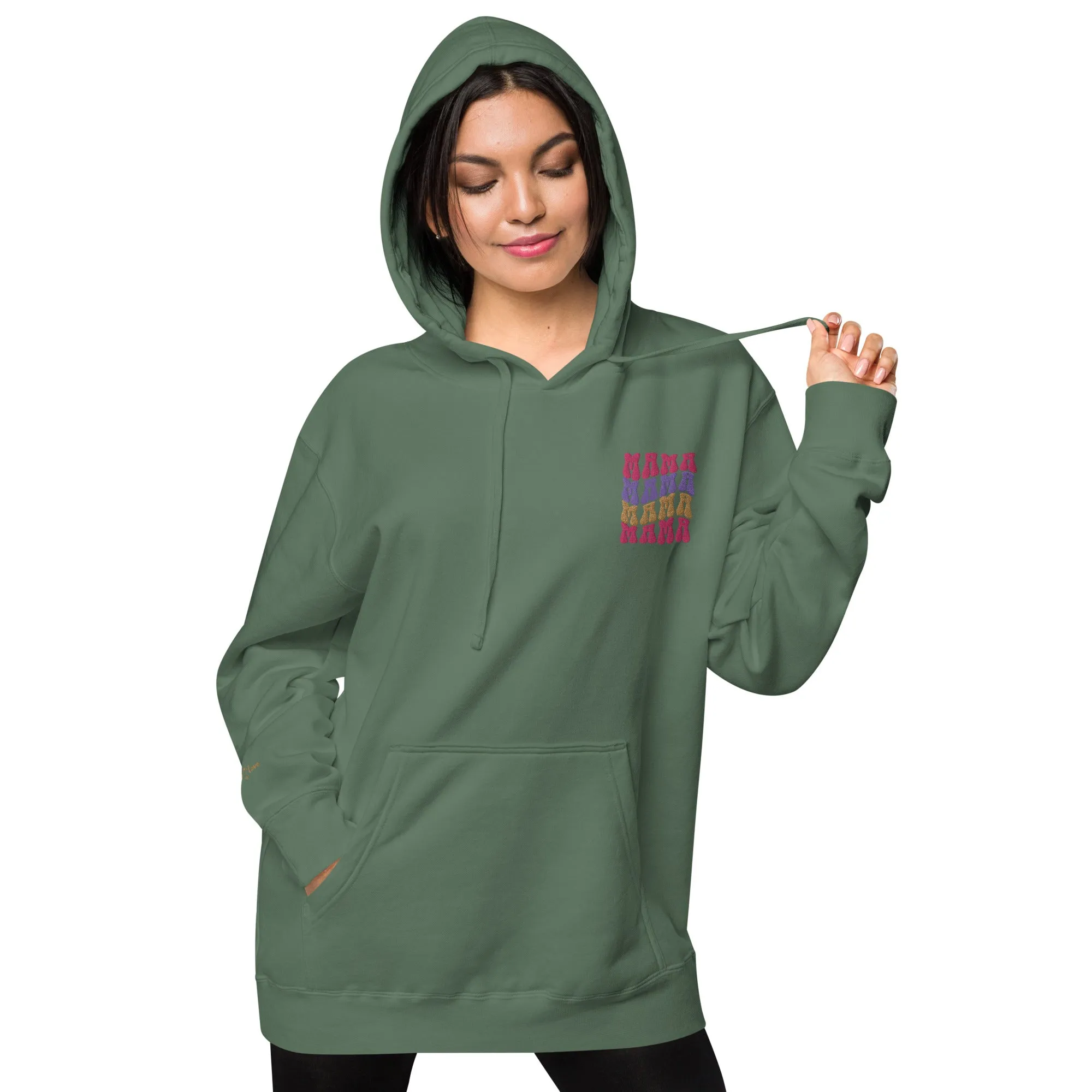 Colorful Retro Mama Design Unisex Pigment-Dyed Hoodie, lioness-love