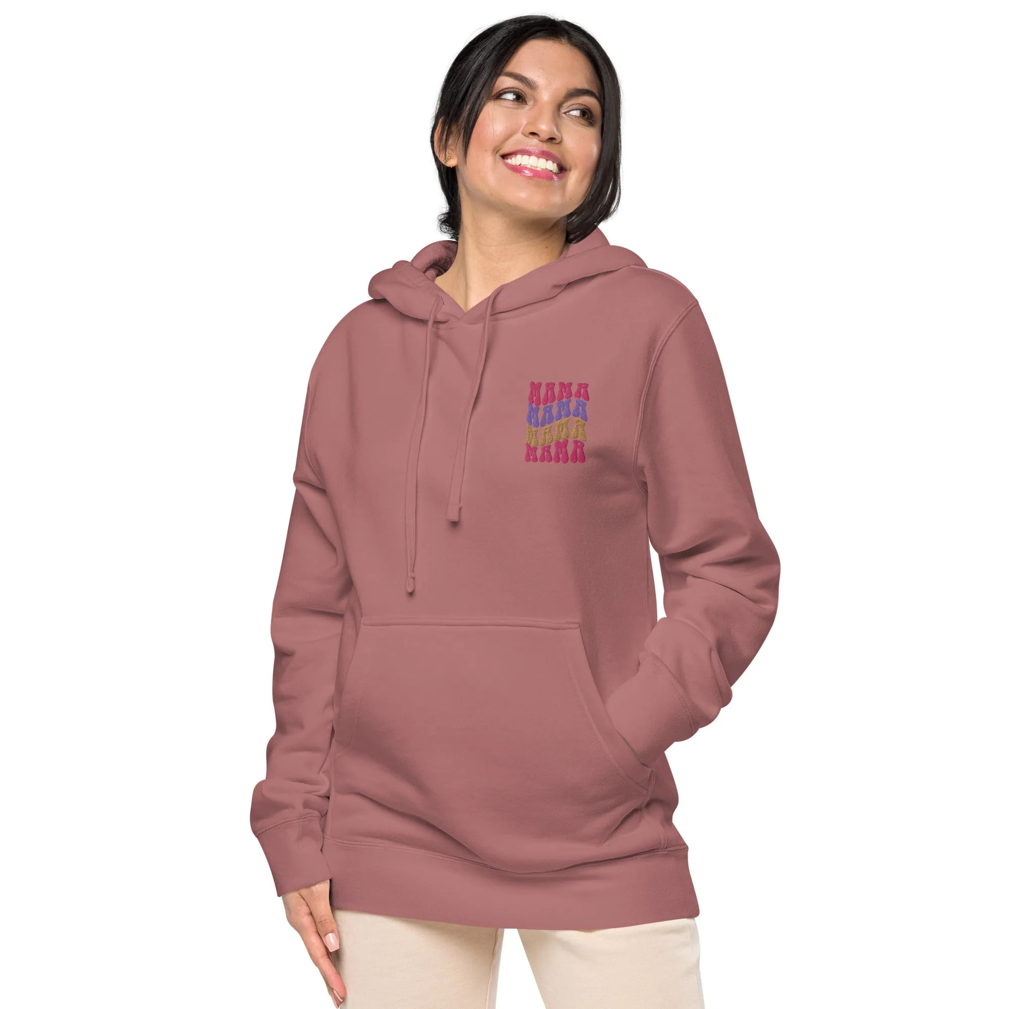 Colorful Retro Mama Design Unisex Pigment-Dyed Hoodie, lioness-love