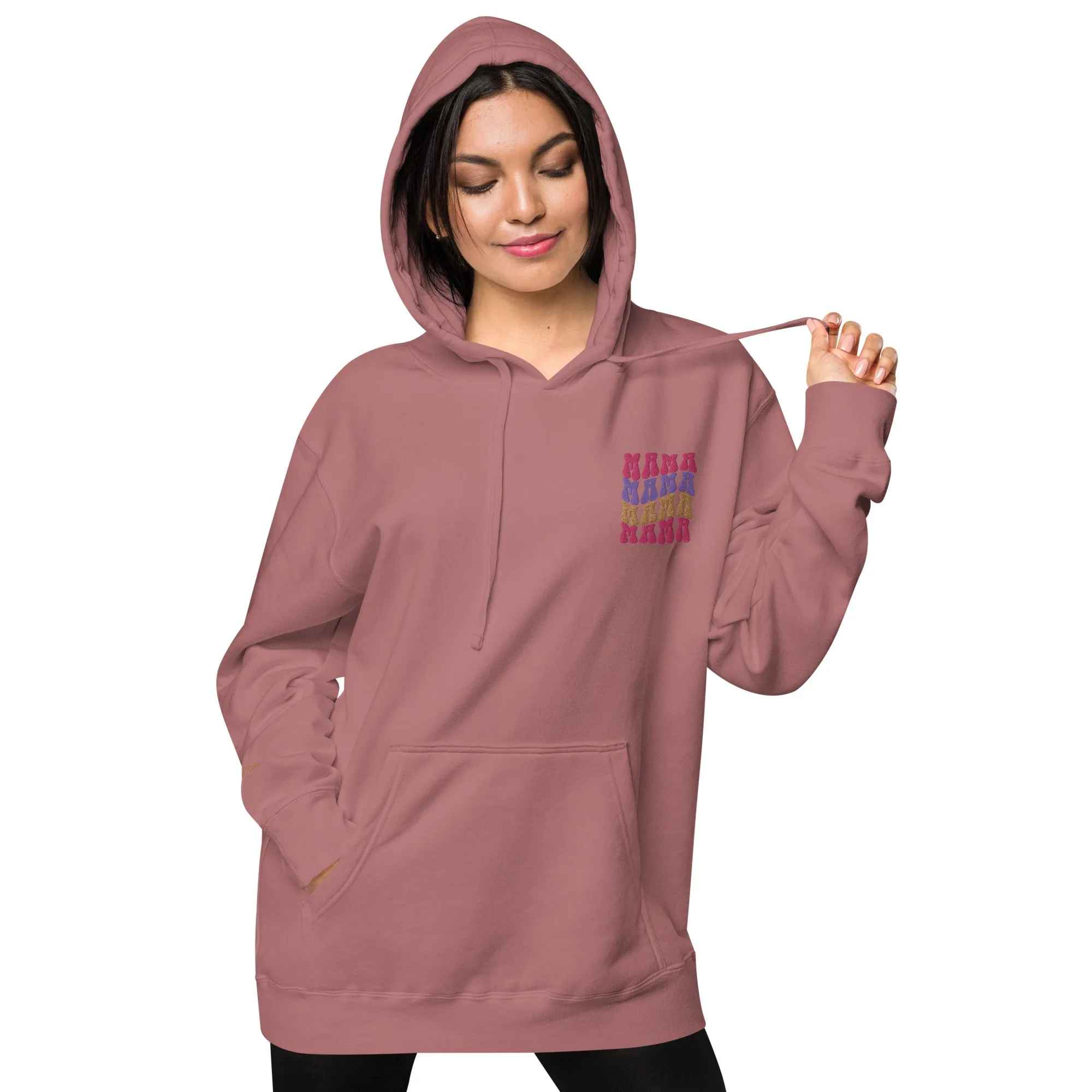 Colorful Retro Mama Design Unisex Pigment-Dyed Hoodie, lioness-love