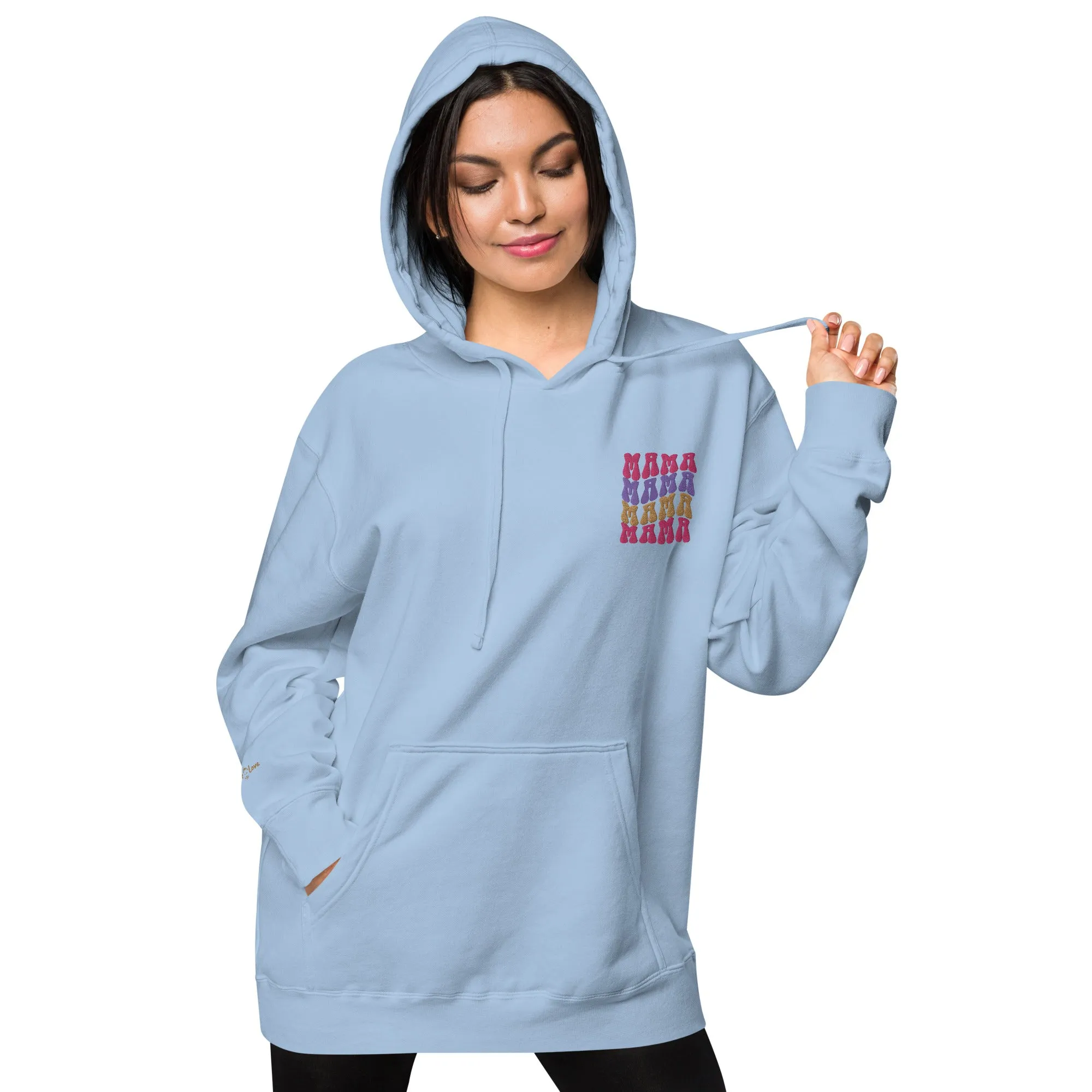Colorful Retro Mama Design Unisex Pigment-Dyed Hoodie, lioness-love