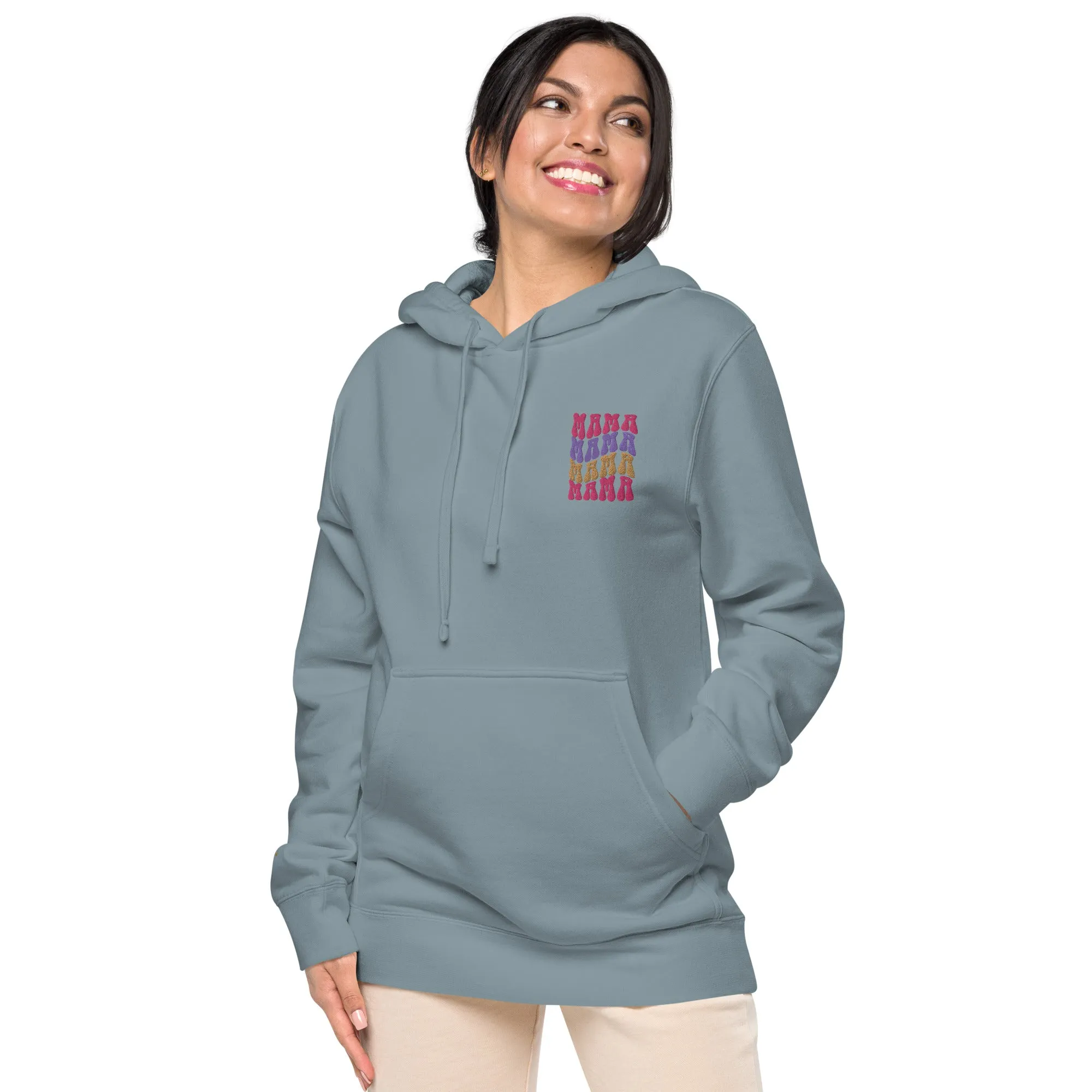 Colorful Retro Mama Design Unisex Pigment-Dyed Hoodie, lioness-love