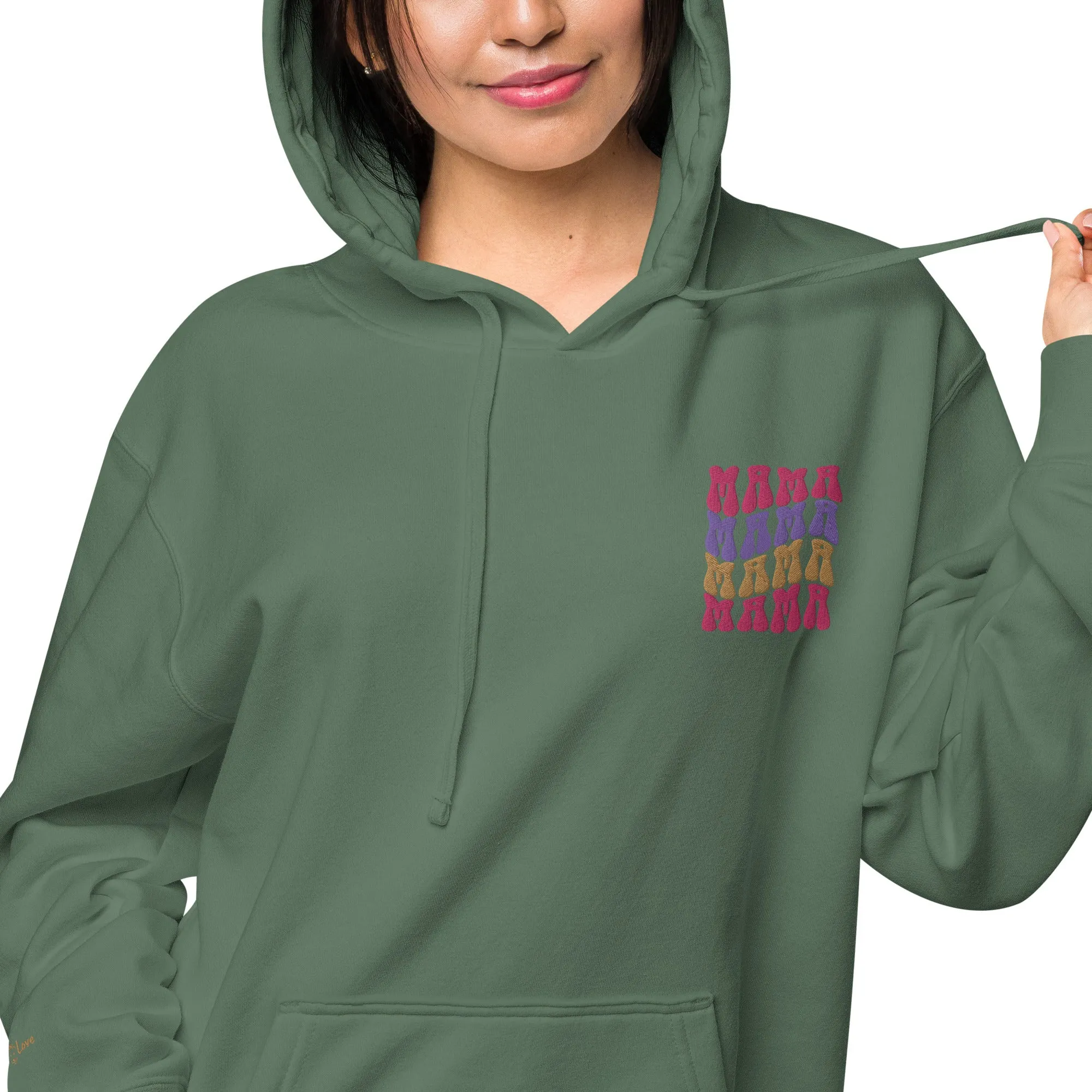 Colorful Retro Mama Design Unisex Pigment-Dyed Hoodie, lioness-love
