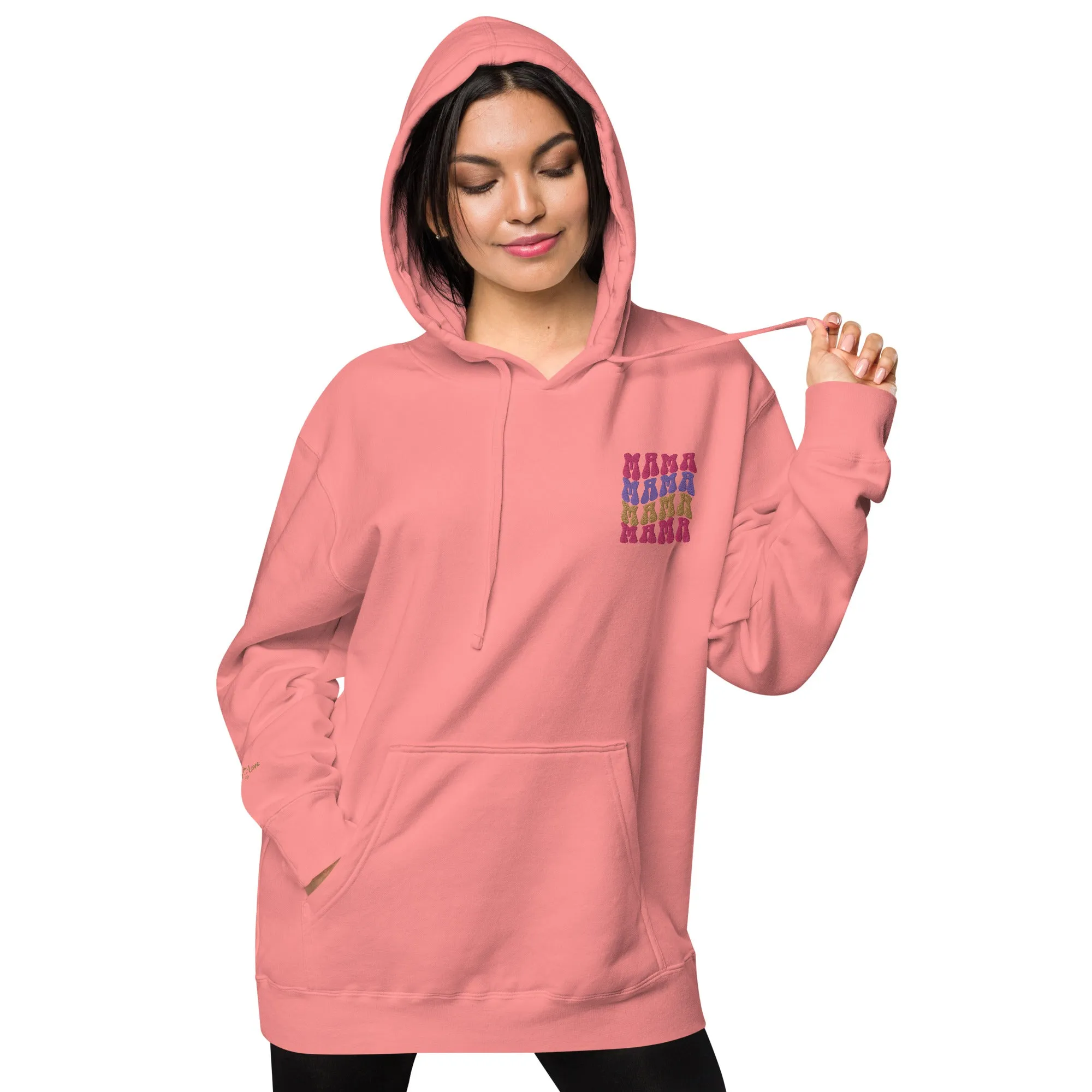 Colorful Retro Mama Design Unisex Pigment-Dyed Hoodie, lioness-love