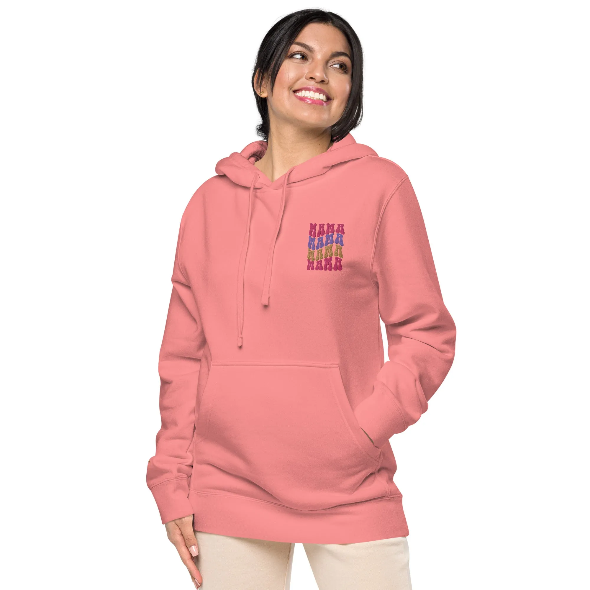 Colorful Retro Mama Design Unisex Pigment-Dyed Hoodie, lioness-love