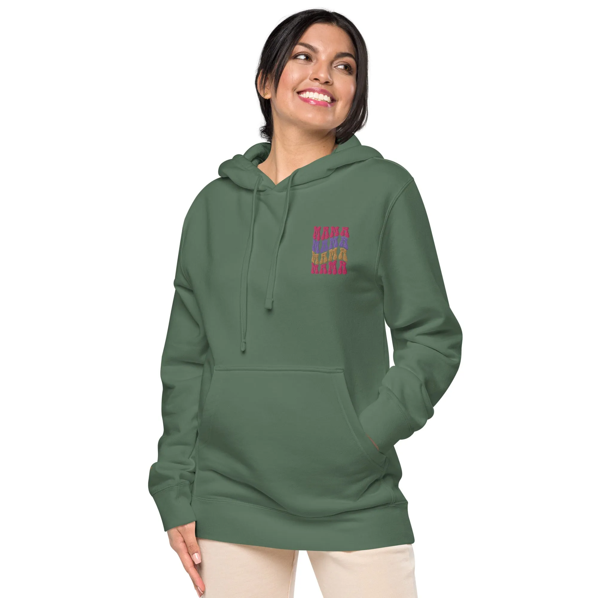Colorful Retro Mama Design Unisex Pigment-Dyed Hoodie, lioness-love