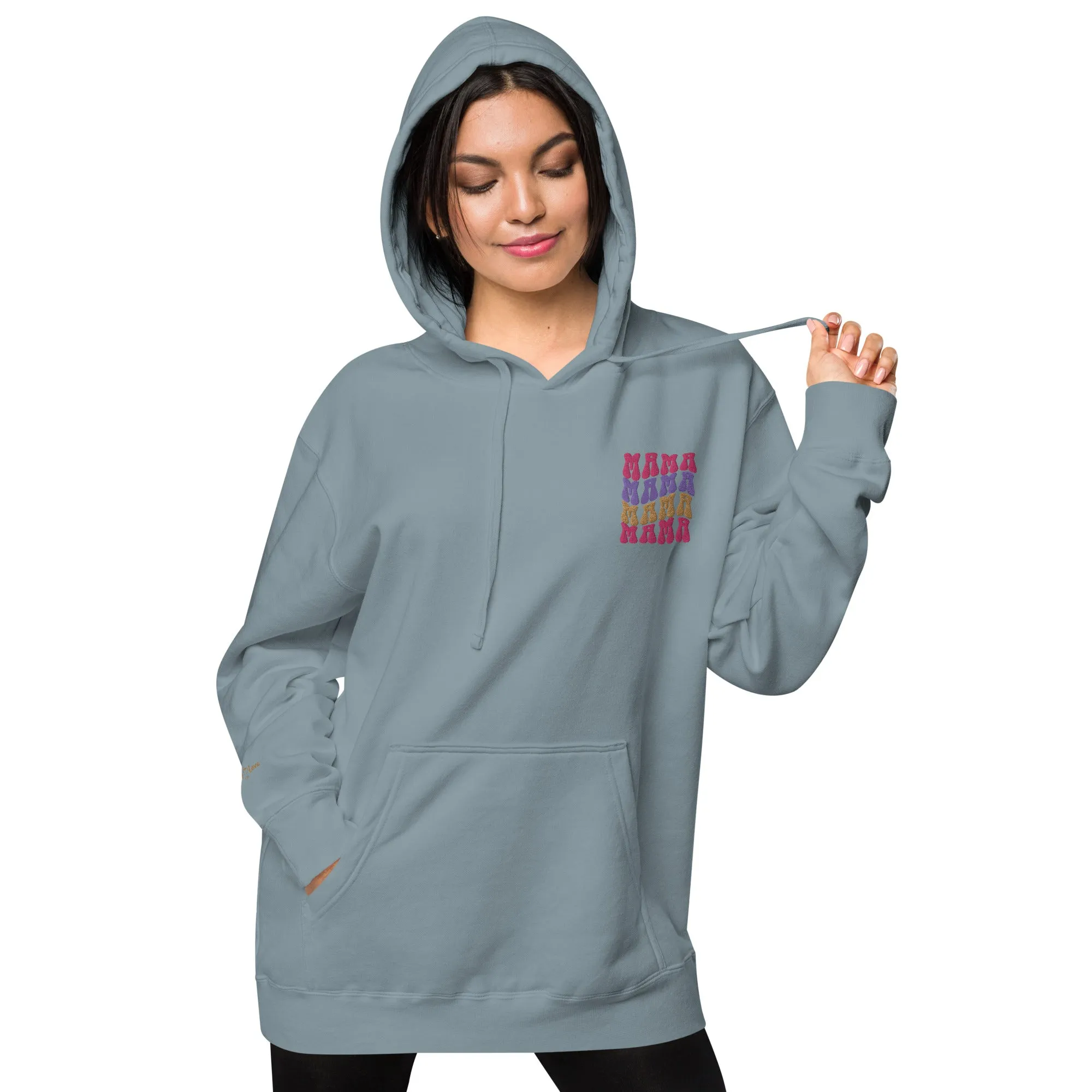 Colorful Retro Mama Design Unisex Pigment-Dyed Hoodie, lioness-love