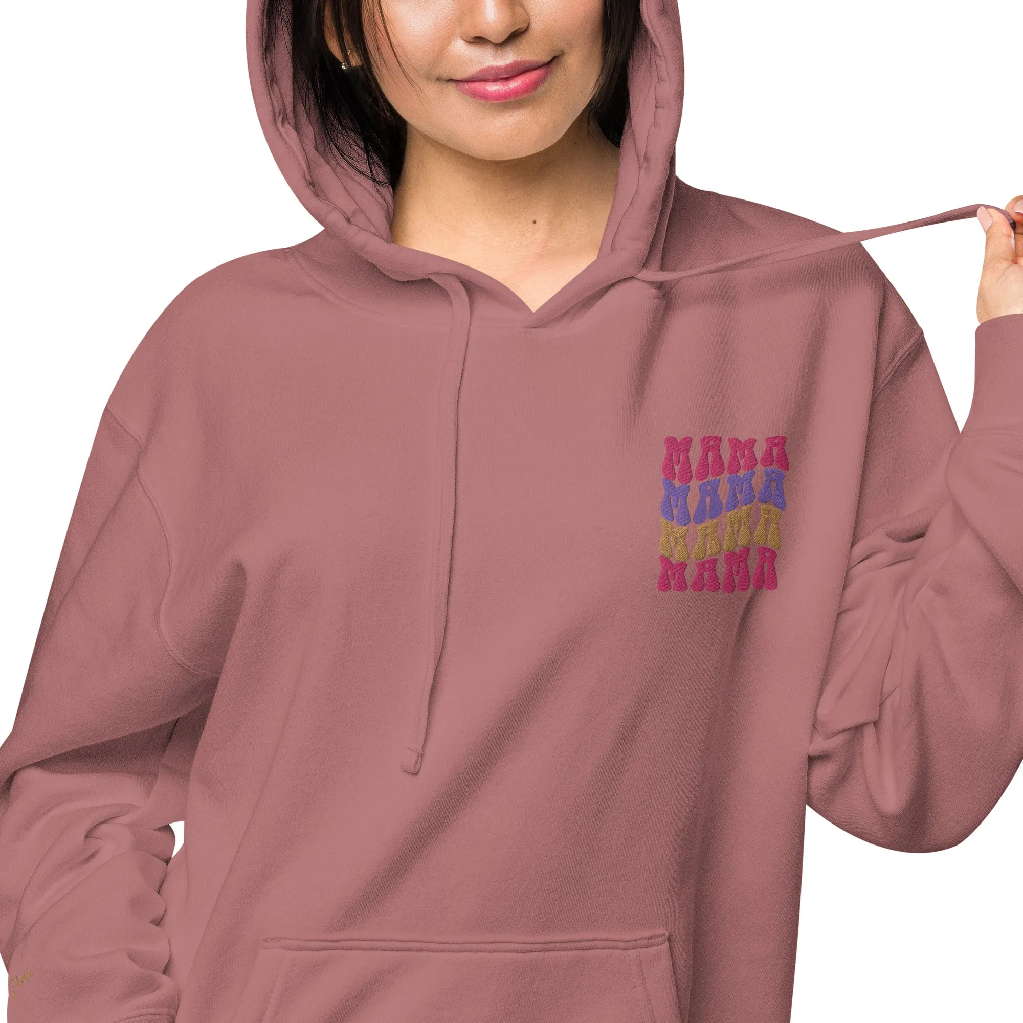 Colorful Retro Mama Design Unisex Pigment-Dyed Hoodie, lioness-love