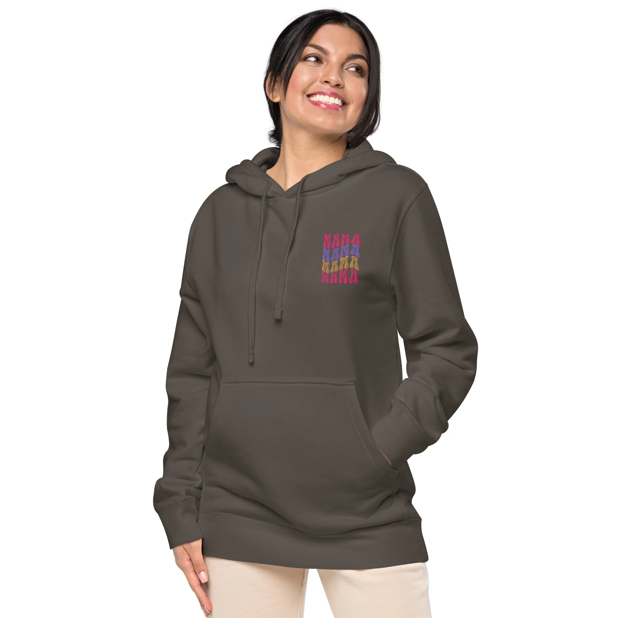 Colorful Retro Mama Design Unisex Pigment-Dyed Hoodie, lioness-love
